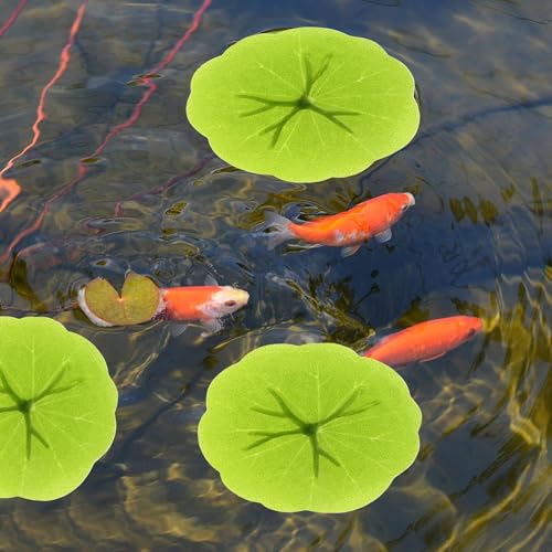 Luxshiny 40pcs Lifelike Imitation Lotus Leaves 6cm Water Lily Pads Artificial Floating Pond Decor for Aquarium Fish Tank and Home Garden Display