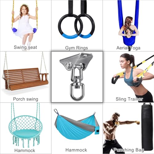 SELEWARE Stainless Steel Swing Hanger Heavy Duty Ceiling Swing Mount 2 Pack - color: Silver2 - 360° Swing Hanger ( 2 Pack )
