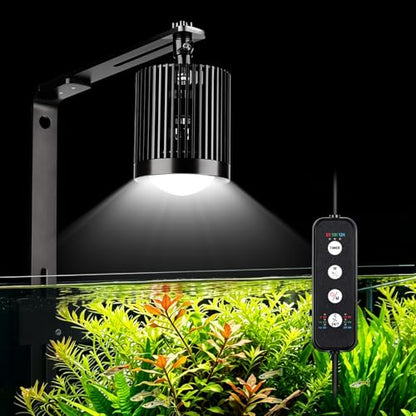 fishkeeper Clip On Aquarium Light, 24/7 Fish Tank Light with Timer, DIY 3 Colors & 10 Brightness Full Spectrum Aquarium LED Lights with Adjustable Metal Clamp for Freshwater Plants Fish Tanks (100W)
