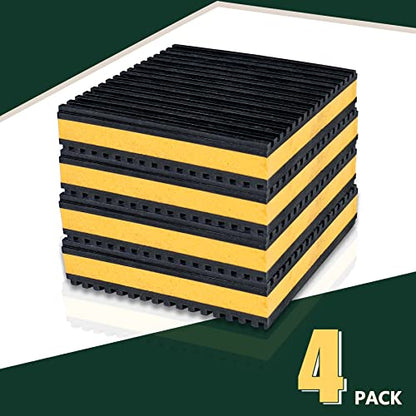 Flehomo Rubber Anti-Vibration Pads with EVA Foam Center, 4" x 4" x 7/8" Heavy Duty Isolator Pads for Air Conditioner, Air Compressor, Condenser Units, HVAC, Washer and Dryer, Pack of 4
