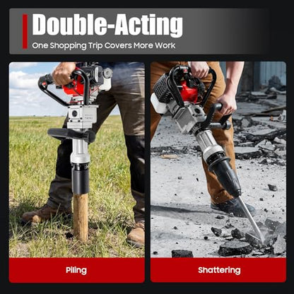 Bepritm Gas Powered T Post Driver, 32.7CC 2-Stroke Fence Post Pile Driver Gasoline Piling w/Conversion Head and Two Sleeves, 7000RPM Portable Petrol Piledriver (32.7CC 2 Stroke Style A) - color: 32.7cc 2 Stroke Style a