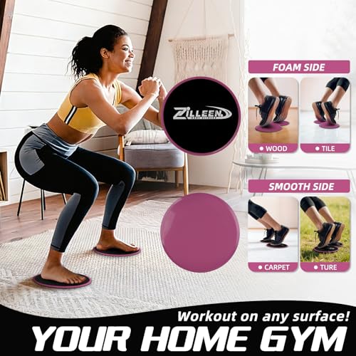 ZILLEEN Exercise Sliders for Working Out Pilates Fitness Discs 2pcs - color: Pink