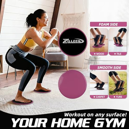 ZILLEEN Exercise Sliders for Working Out Pilates Fitness Discs 2pcs - color: Pink