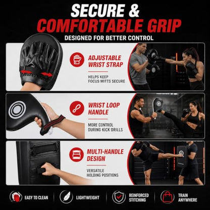 3-in-1 Boxing Training Set, Punching Mitts, Kick Pad and Target Paddle - style: 3 in 1 Boxing Training Equipment（Black）