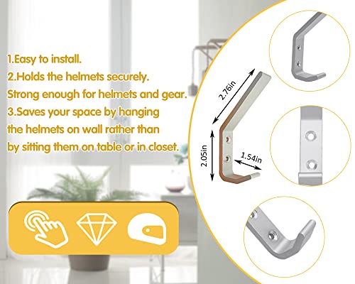 6 Set Motorcycle Helmet Holder Hook, Metal Wall Mount Helmet Hanging Rack
