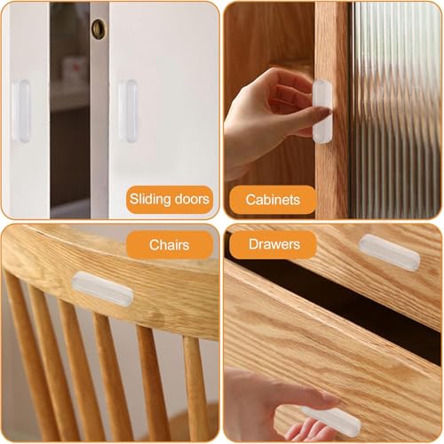 MOROBOR Self-Stick Instant Cabinet Drawer Pulls, 4pcs Clear Silicone Self-Adhesive Push Pull Handles for Dresser Cabinet Drawer Glass Doors Window - size: 1.97IN