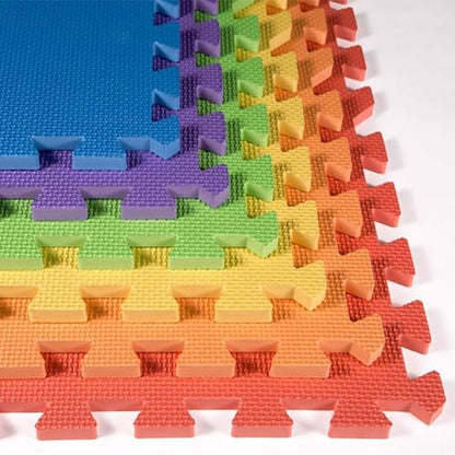 FlooringInc Baby Play Mat for Floor, Extra Large 2'x2' Foam Floor Tiles for Kids, Soft Interlocking Puzzle Mat, 1/2 Inch Thick, Non-Toxic EVA (Rainbow, 6 Tile Pack, 24 Sq Ft) - size: 6 Tile Pack