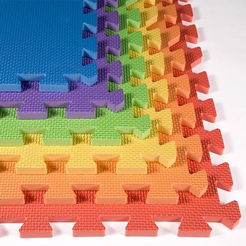 FlooringInc Baby Play Mat for Floor, Extra Large 2'x2' Foam Floor Tiles for Kids, Soft Interlocking Puzzle Mat, 1/2 Inch Thick, Non-Toxic EVA (Rainbow, 6 Tile Pack, 24 Sq Ft) - size: 6 Tile Pack