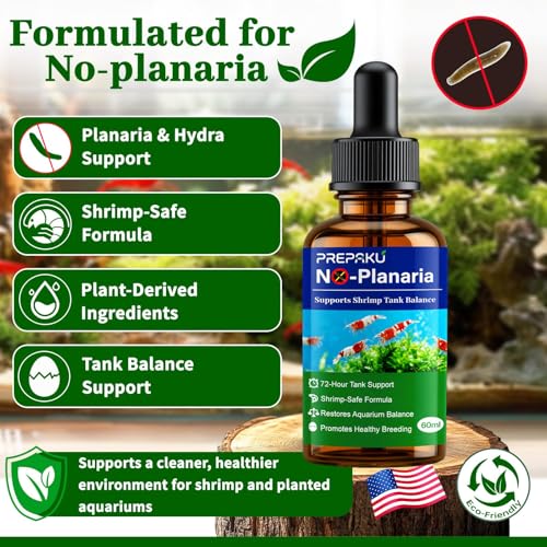 No Planaria & Hydra Support, Aquarium Balance Liquid for Shrimp & Fish, Helps Maintain Tank Stability and Reduce Flatworm-Related Issues, Shrimp-Safe Formula, 60ml
