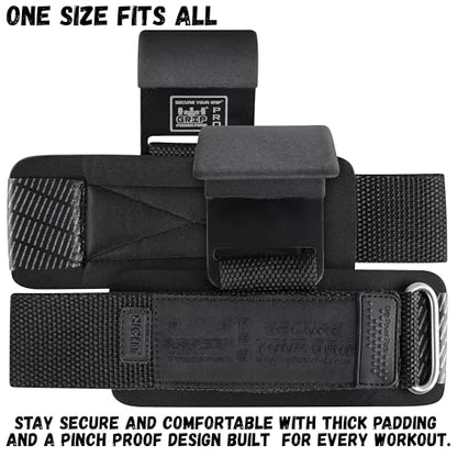 Weight Lifting Rod Hooks Heavy Duty Wrist Wraps Power Weight Lifting Training Gym Grips Straps Set of 2 - color: JJBlack, size: MEN-Wrist Size Large