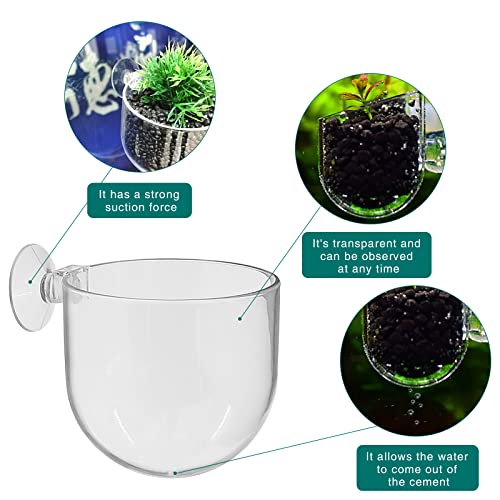 Uenhoy 5 Pcs Plastic Aquatic Plant Pots, Aquarium Plant Pots with Suction Cups, Acrylic Aquarium Planter, Red Shrimp Live Plant Fish Tank Holder - size: 5 Pcs