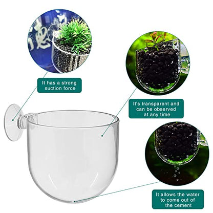 Uenhoy 5 Pcs Plastic Aquatic Plant Pots, Aquarium Plant Pots with Suction Cups, Acrylic Aquarium Planter, Red Shrimp Live Plant Fish Tank Holder - size: 5 Pcs