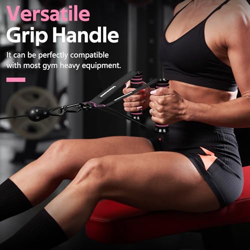 RENRANRING Gym Exercise Handles, Replacement Handle Attachments for Cable Machine Pulleys, Resistance Band and Strength Trainer, Pull Down Workout Accessories, Home Gym Add On Equipment - color: Black, Pink