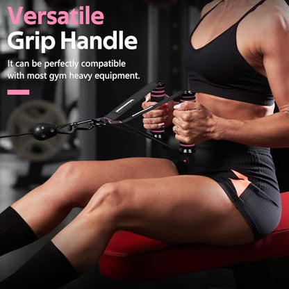 RENRANRING Gym Exercise Handles, Replacement Handle Attachments for Cable Machine Pulleys, Resistance Band and Strength Trainer, Pull Down Workout Accessories, Home Gym Add On Equipment - color: Black, Pink