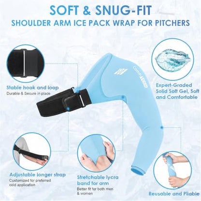 ComfiTECH Shoulder Arm Ice Pack Wrap for Pitcher & Recovery, Blue, S - size: Small, style: Blue