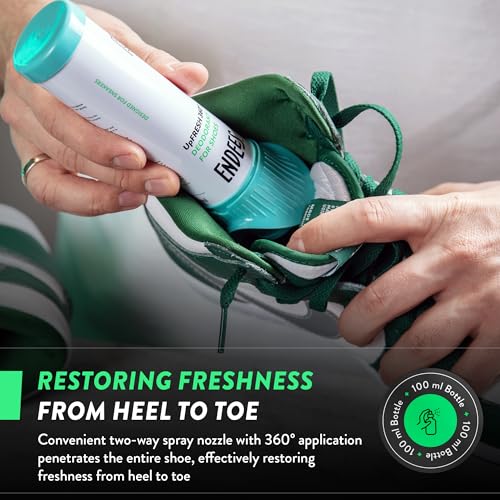 Endees UpFresh 360° Shoe Deodorizer Spray – 2 x 3.38 Fl Oz I Foot Odor Eliminator Shoe Spray for Smelly Shoes, Feet, Sneakers, Boots, and Gym Bags, Stinky Smell Elimination Deodorant, Travel Size - size: 3.38 Ounce (Pack of 2)