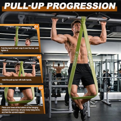 Resistance Bands for Pull Up Assist, Stretch Bands & Exercise Workout Set - color: 5-125LBS GREEN BROWN