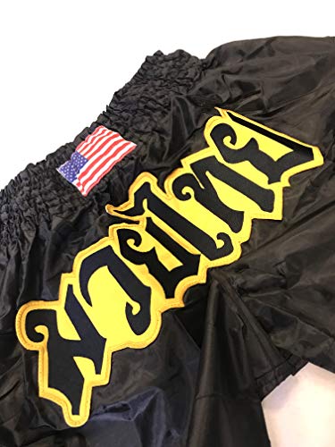Muay Thai Martial Arts Boxing Shorts | Fitness Grappling Fighting Training Kickboxing Shorts Black & Yellow - size: XX-Large
