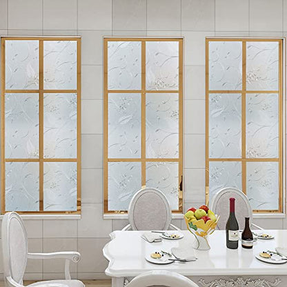 Frosted Privacy Glass Window Film, Vinyl Decorative Window Decals, Static Clings No-Glue Removable Window Film for Home Bathroom Living Room (17.5 x 78.7 inch) - size: 17.5'' x 78.7'' (44.5 x 200 cm)
