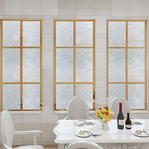 Frosted Privacy Glass Window Film, Vinyl Decorative Window Decals, Static Clings No-Glue Removable Window Film for Home Bathroom Living Room (23.6 x 78.7 inch) - size: 23.6'' x 78.7'' (60 x 200 cm)