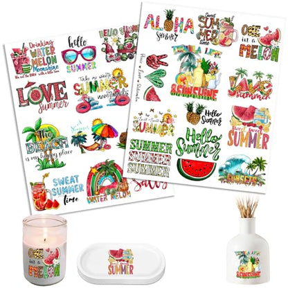 UV DTF Cup Wrap Transfer Stickers, 2 Sheets Summer Watermelon Rub On Transfers for Tumblers Glass Cups Mugs Water Bottles - style: Summer Watermelon