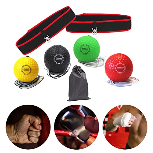 Adjustable Boxing Reflex Ball Set for Speed and - color: 2 Headband 4 Ball
