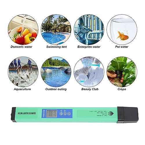 5-in-1 Water Quality Tester EC TDS Salt SG Temp Monitor Digital Meter for Drinking Water Hydroponics Aquariums