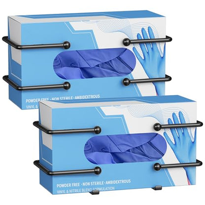 2 Pack Glove Box Dispenser Wall Mount (10.4 * 3.5in): Black Glove Holder Organizer for Disposable & Tissue Box - Organizer on Wall in Lab, Kitchen, Bathroom, Garage