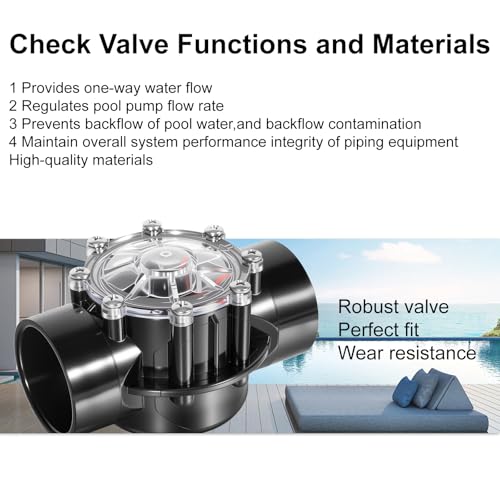 7305 Pool Check Valve Replacement 180 Degree for Jandy 2-Inch to 2-1/2-Inch Check Valve Compatible with Pool Pumps Heat Pumps and Spa Straight Through Flow