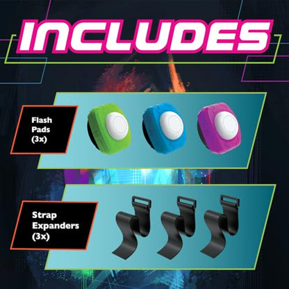 MindWare Flex Flash Reflex Training Game for Kids & Adults | Flex Flash Reflex Training Game. Includes 3 strap expanders and rules (requires 6 aaa batteries. Ages 6+.