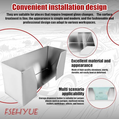 Wall Mount Storage Dispenser Holder Aluminum Latex Glove Box Dispensers Suitable for Garage Enclosed Trailer Work Shop