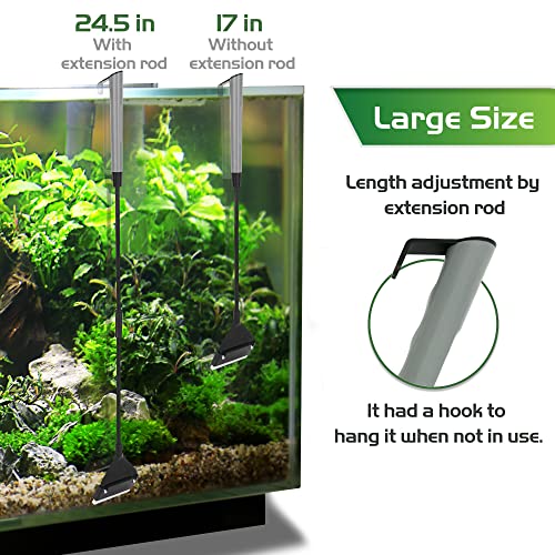 24.5’’ Professional Algae Scraper, Aquarium Blade Cleaner with 10 Pcs Replaceable Blades Stubborn Algae, Suitable for Water Tank Size Above 30 Gallons
