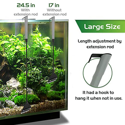 24.5’’ Professional Algae Scraper, Aquarium Blade Cleaner with 10 Pcs Replaceable Blades Stubborn Algae, Suitable for Water Tank Size Above 30 Gallons