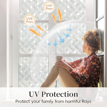 Window Film, Frosted Privacy Window Film Static Glass Window Cling, Sun Heat Blocking Non-Adhesive Decals Tint for Home Office Glass Door Car Sunroof Sticker 17.7 x 78.7 Inches - color: Stone