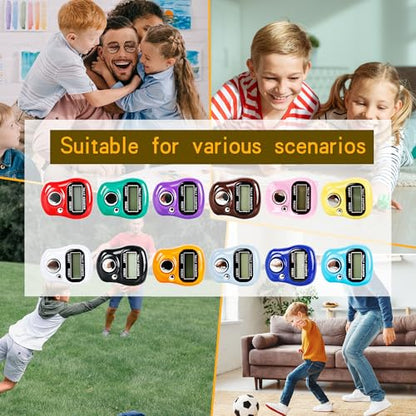 24 Pieces Hand Tally Counter 5 Digital Electronic Finger Counter Clickers Resettable Handheld LCD Digital Display Number Click for Lap Coaching Knitting Lap Fishing Golf and Row
