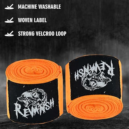 Sports 180-Inch Mexican Style Hand Wraps – Elasticated for Boxing, MMA, Kickboxing, Muay Thai & Martial Arts | Men & Women - color: Orange