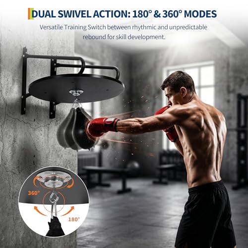 Garvee 24 Inch Adjustable Speed Bag Platform, Heavy Duty Wall Mount Boxing Trainer with 360° Swivel for Home Gym Workout