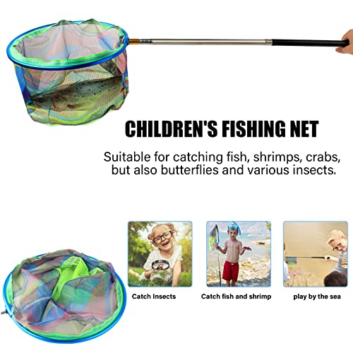 Floating Telescopic Folding Net with 7 Inch Pliers & Lip Gripper - Kids Fishing Net with Foldable Sand Bucket & Fishing Gear Accessories