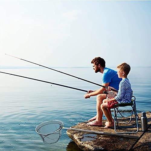 Fishing Landing Net with Stainless Steel Telescoping Pole 74.8" Long Handle,Rubber Coated Nylon Mesh,for Steelhead,Salmon,Kayak,Catfish,Bass,Trout,Shrimp,Crab,for Easy Catch & Release,74.8 inch