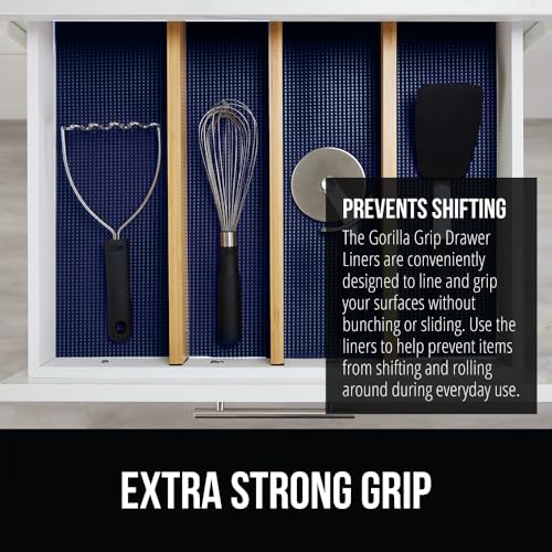GORILLA GRIP powerGRIP Drawer Shelf and Cabinet Liner, Thick Strong Hold, Non-Adhesive Liners Protect Kitchen Cabinets and Cupboard, Bathroom Drawers, Easy Install, Breathable Mat, 12" x10', Navy Blue - color: Navy, style: 12" x 10'
