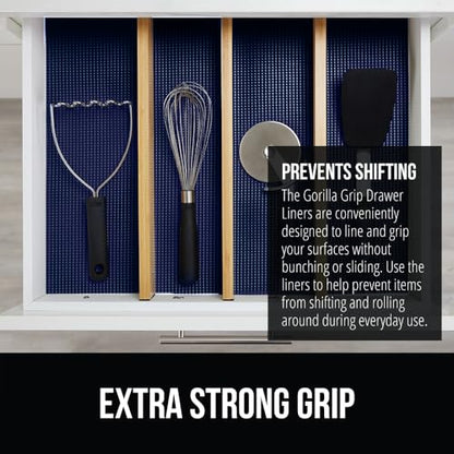 GORILLA GRIP powerGRIP Drawer Shelf and Cabinet Liner, Thick Strong Hold, Non-Adhesive Liners Protect Kitchen Cabinets and Cupboard, Bathroom Drawers, Easy Install, Breathable Mat, 12" x10', Navy Blue - color: Navy, style: 12" x 10'