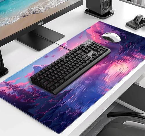 Sunset Mountain Landscape Extended Mouse Pad Game Office Sewing Table Mat | The Surface Of The Mouse Pad Is Designed With Fiber Woven Material, And The Base Is Made Of Natural Anti Slip Rubber. - color: Mountain Scenery