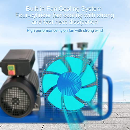 TUXING 4500Psi Pcp Air Compressor, 300Bar High Pressure Diving Compressor Gasoline Drive, Manual Shutdown Version, for Scuba Breathing Snorkeling Water Sport Paintball Blue