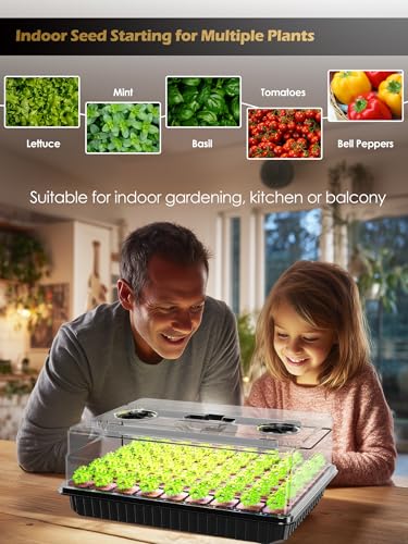 Seed Starter Tray with Full Spectrum Grow Light,54-Cell Seed Starter Kit with Humidity Dome,6-Setting Auto Timer,Adjustable Brightness Indoor Seedling Starter Tray for Indoor Plant (1-Pack) - style: 1-Pack