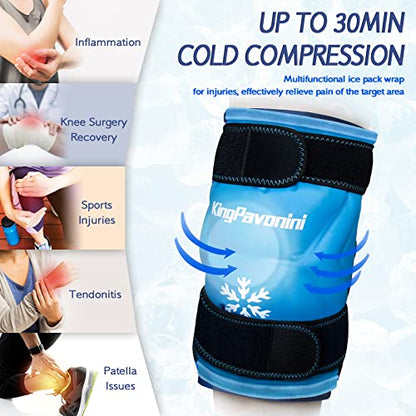 KingPavonini XXL Knee Ice Pack Wrap Around Entire Knee, 1 Pack, Sky-Blue - style: Sky-blue