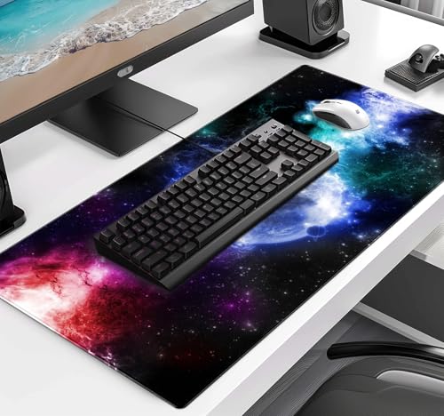 Large Extended Nebula Starry Sky Mouse Pad, Laptop and Home Office Desk Pad | The Surface Of The Mouse Pad Is Designed With Fiber Woven Material, And The Base Is Made Of Natural Anti Slip Rubber. - color: Nebula Starry Sky