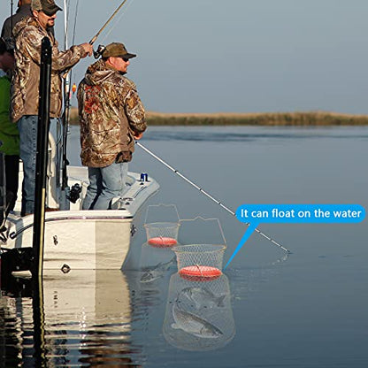 Floatable Galvanized Steel Wire Fish Basket, Collapsible Floatable Wire Fishing Basket, Portable Floating Fishing Net Baskets, Robust and Easy to Use