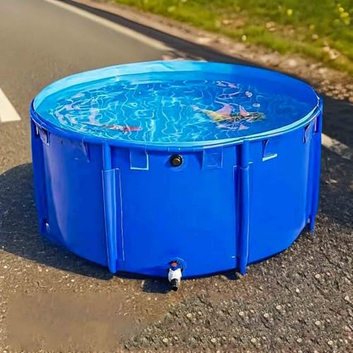 Large Outdoor Fish Holding Tank with Drain Valve, Canvas Fish Pond.Extra Large Round Canvas Fish Pond Pool - Above Ground Aquarium Tank with Flexible PVC Liner & Frame - Easy to Set Up, Idea - size: 2*0.8m