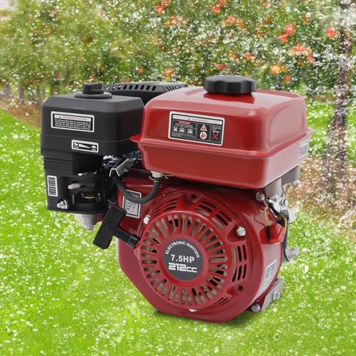 7.5 Hp 4 Stroke Gas Engine, 212CC Heavy Duty Go Kart Engine with Manual Starter, Air Cooling for water pumps, vibrators, generators, machines, vehicles, pressure washers, air compressors and So on