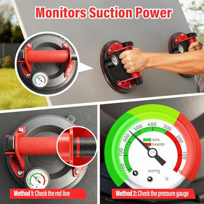 2026 2Pcs 8" Suction Cups for Glass/Tile/Windows | Heavy Duty Glass Suction Cups | 160kg to Lift Large Glass | Tile Suction Cup Tool with Case | 3-Layer Strong Grip | ventosas para Cristal